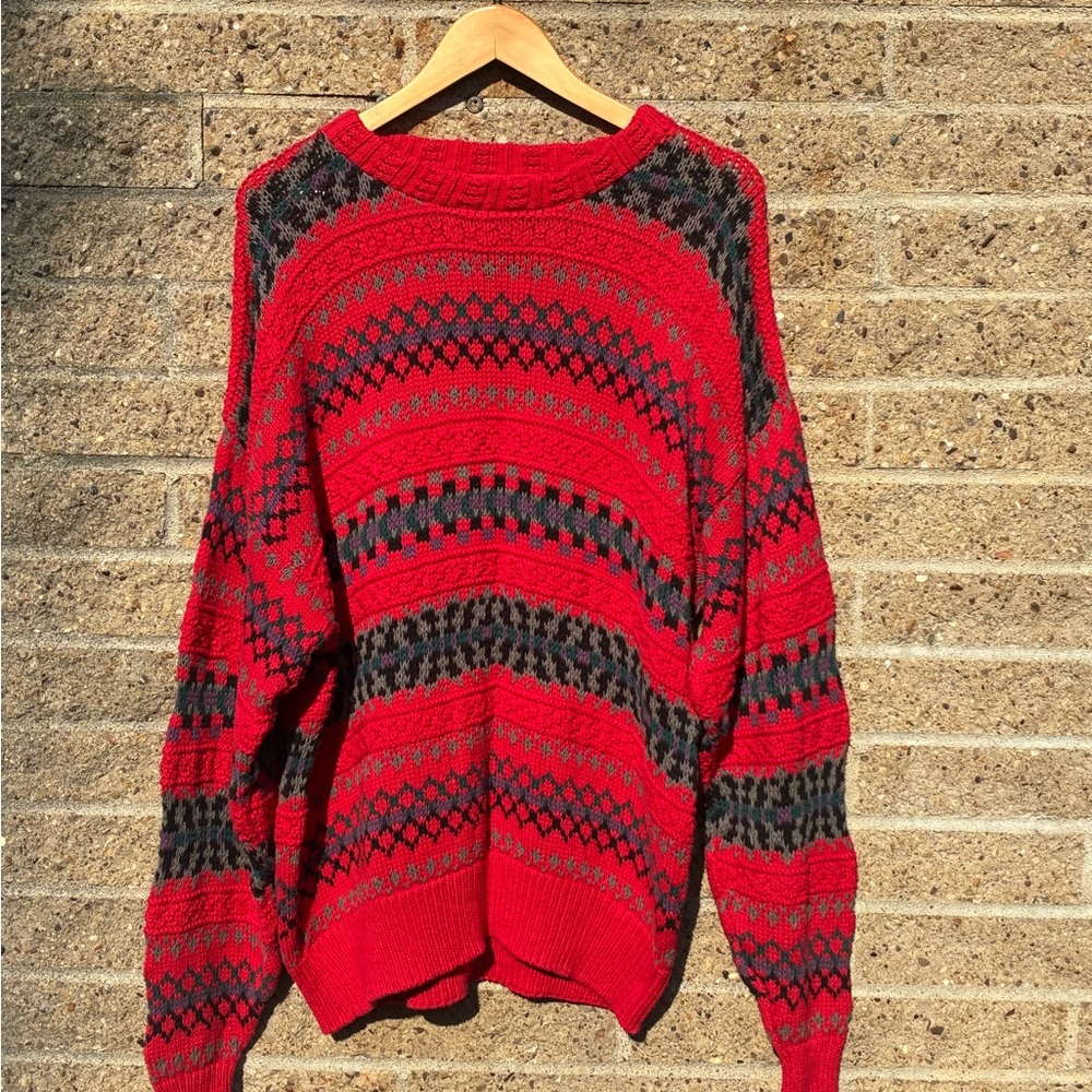 Eastern Mountain Sports Red and Black Knit Sweater
